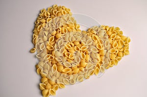 Heart shaped pasta traditional italian food