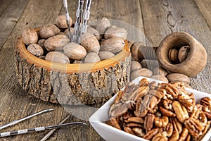 In the shell and shelled pecans