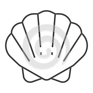 Shell thin line icon, ocean concept, shellfish shell sign on white background, seashell icon in outline style for mobile