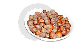 Shelled hazelnuts in bowl