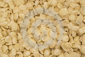 Shelled hemp seeds background