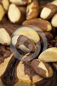shelled nuts with lots of minerals, peeled nuts scattered on the