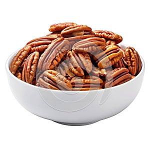Shelled Pecan Nuts in White Bowl
