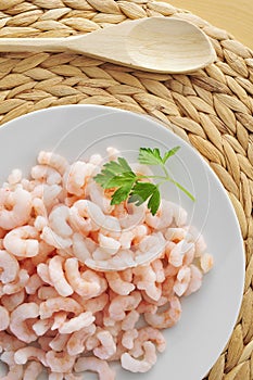 Shelled raw shrimps