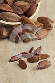 Shelled and unshelled pili nuts photo