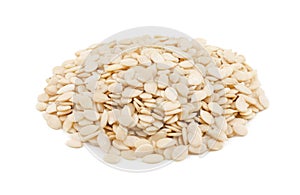 Shelled White Melon Seeds on White Background photo