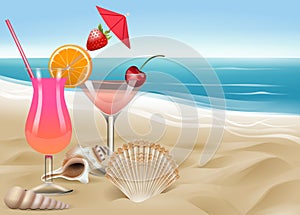 Shells and cocktails on the beach