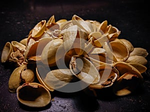 Shells of healthy pistachio nuts. photo