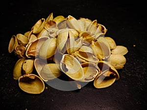 Shells of healthy pistachio nuts. photo