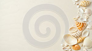 Shells and sand arranged in a beach-like pattern.