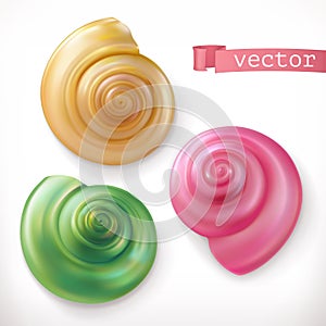 Shells, snails. 3d vector icon set