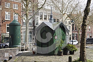 Shelter for bridge controller on the Lage Gouwe at Gouda City