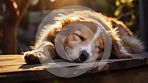 shelter dog sleeping outside