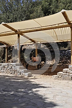 Shelter for Donkey for the trip to Cave of Zeus in Dikti mountains from Crete island of Greece