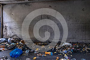 A shelter and garbage bins set on fire