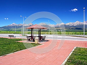 Shelter and High Tatras in summer