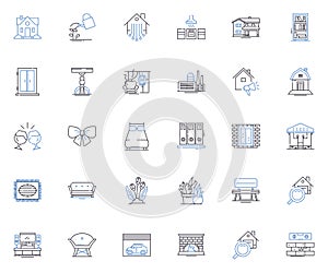 Shelter and house line icons collection. Home, Refuge, Abode, Domicile, Housing, Dwelling, Residence vector and linear