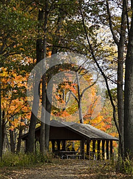 Shelter House in Michigan Park during the Autumn