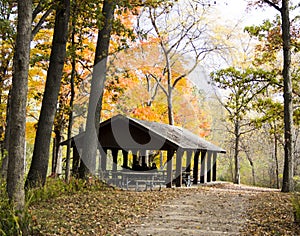 Shelter House in Michigan Park during the Autumn photo