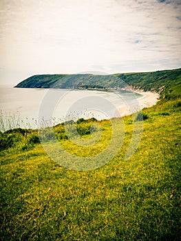 Sheltered Cove with sandy beach, Cornwall, UK