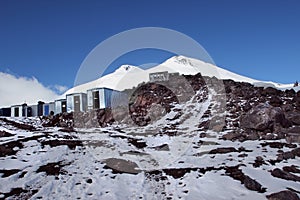 The Shelters and Mount Elbrus, Caucasus, Russia photo