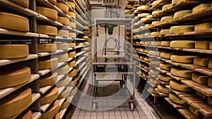 Shelves of Allgau cheese 