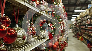 Shelves are as shoppers stock up on discounted household necessities and holiday decorations photo