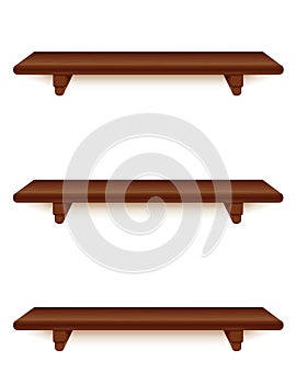 Shelves with Brackets, Mahogany Wood Grain