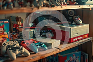 A Nostalgic Afternoon in a Retro Gaming Room With Vintage Consoles photo