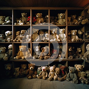 Shelves Full of Old Forgotten Stuffed Teddy Bears