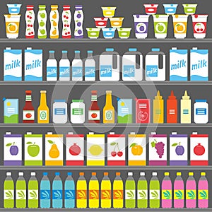 Shelves with Products and Drinks