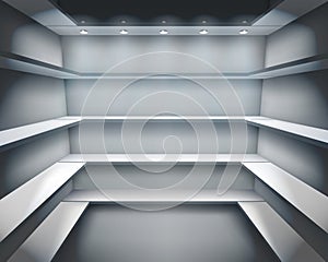 Shelves in shop. Vector illustration.