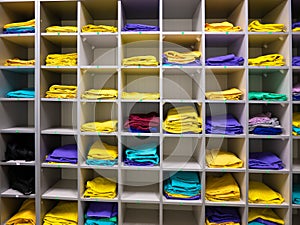 Shelves for storage of work clothes of workers at the enterprise