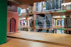 Shelves wood many book sort stacked on wooden shelf