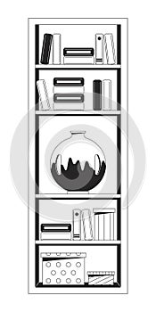 Shelving black and white 2D line cartoon object