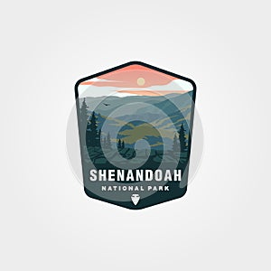 Shenandoah national park logo patch vector illustration design, shenandoah landscape design photo