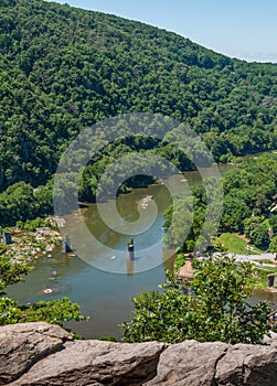 Shenandoah River Near Harpers Ferry, West Virginia Aerial View From Maryland Heights