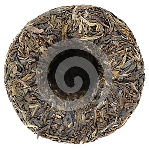 Sheng puerh tuocha isolated