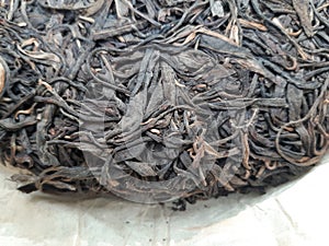 Sheng - raw puer tea cake close up