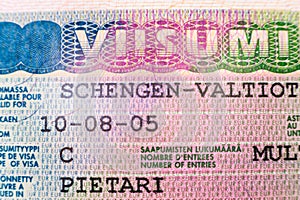 Shengen visa stamp