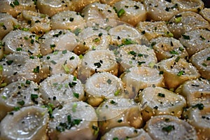Shengjian is delicious specialty of Shanghai, the pan-fried buns filled with meat and juices.