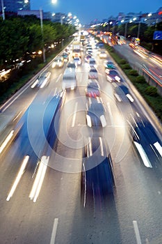 Shenzhen, China: Night 107 road traffic landscape