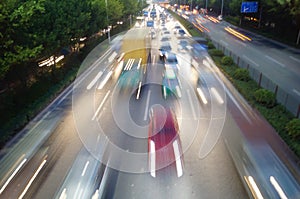 Shenzhen, China: Night 107 road traffic landscape