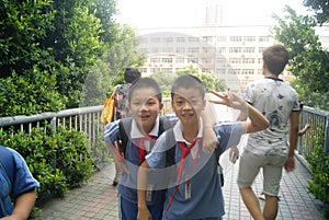 Shenzhen, China: students on the way home from school