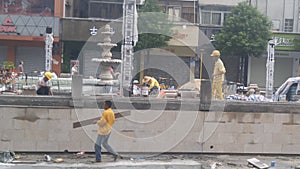 Shenzhen, China: workers in building construction