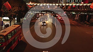 Shenzhen city streets at night, moving cars