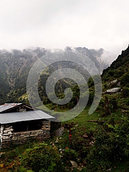 A sheperd hut in the Himalaya near Triund in India