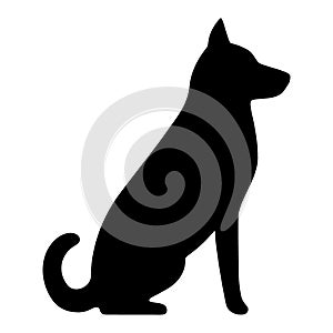 Shepherd black profile silhouette. Dog sit side view isolated on white background. Vector