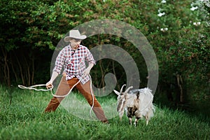 The Shepherd Boy puts the lasso on the goat