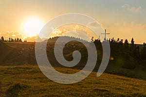 Shepherd with cow on the Slovak mountain